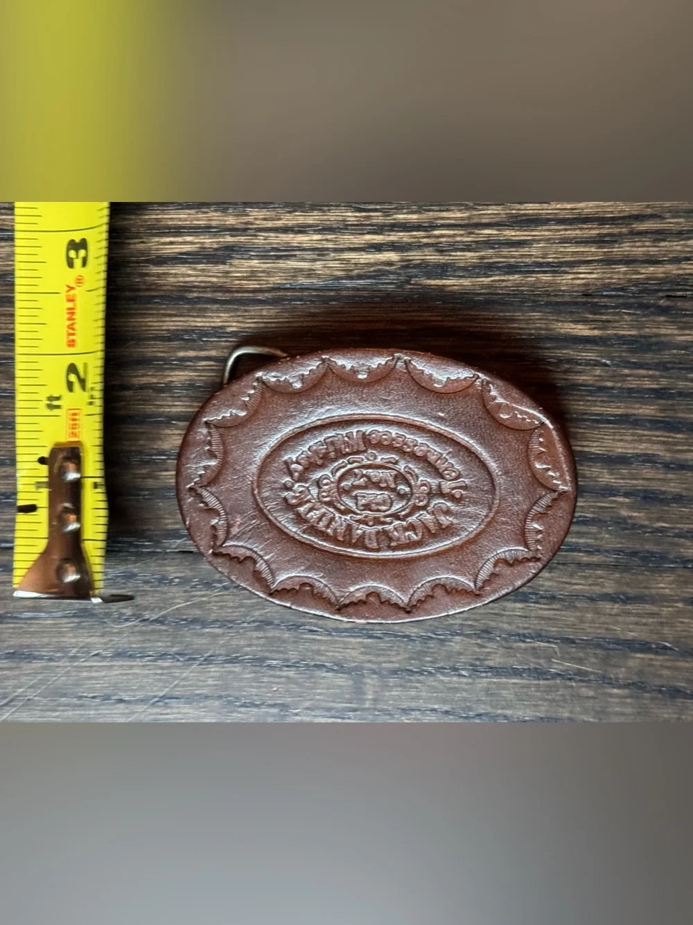 Jack Daniel’s Brown Oval Leather Belt Buckle with Embossed Logo